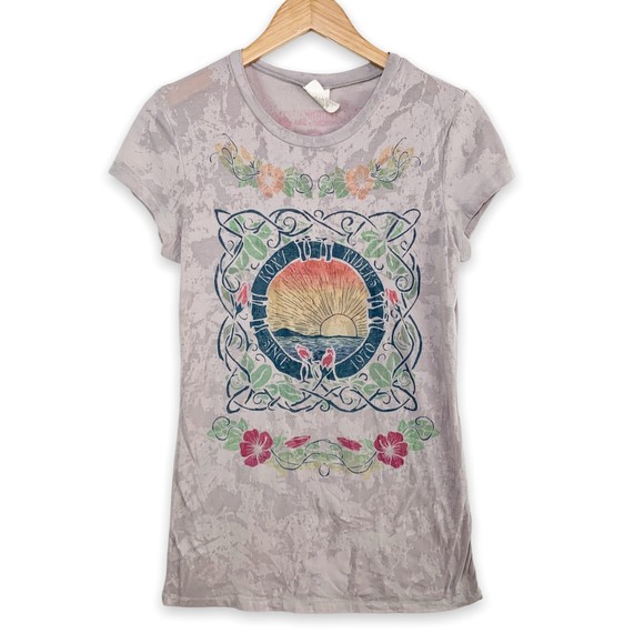 Roxy Tops - Roxy Board Riders Y2K Long burn-out Surfer T-shirt beach cover-up tunic